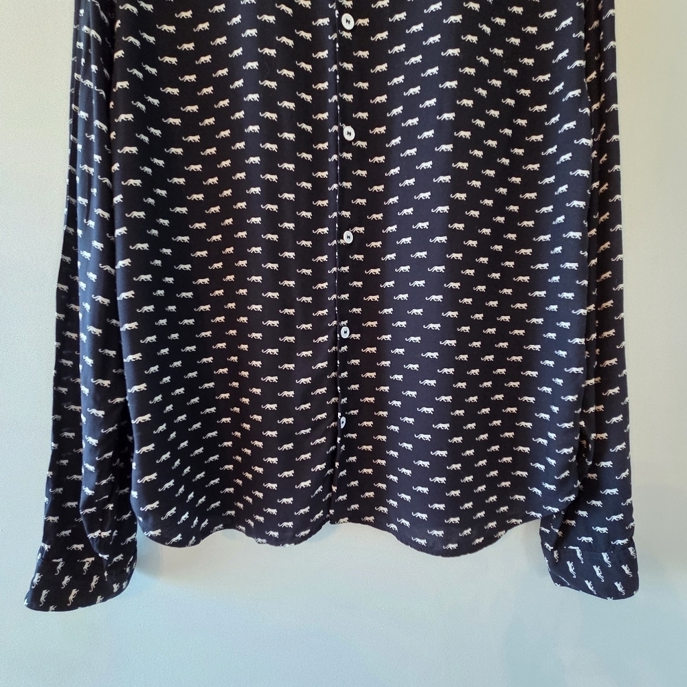 The Kooples Paris Jaguar Print Boho Unisex Long Sleeve Lightweight Shirt Size XL - Picture 6 of 12